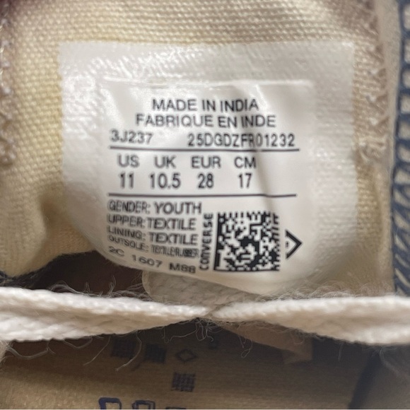 Converse All Star Low Top Sneakers Size Youth 11 Navy Canvas Lace Up - Picture 14 of 15